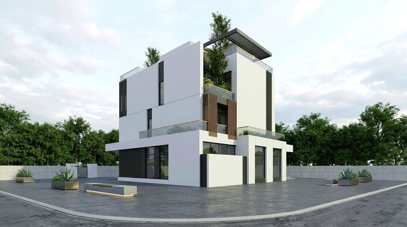 Architectural elevation render of Views by Pompous duplexes